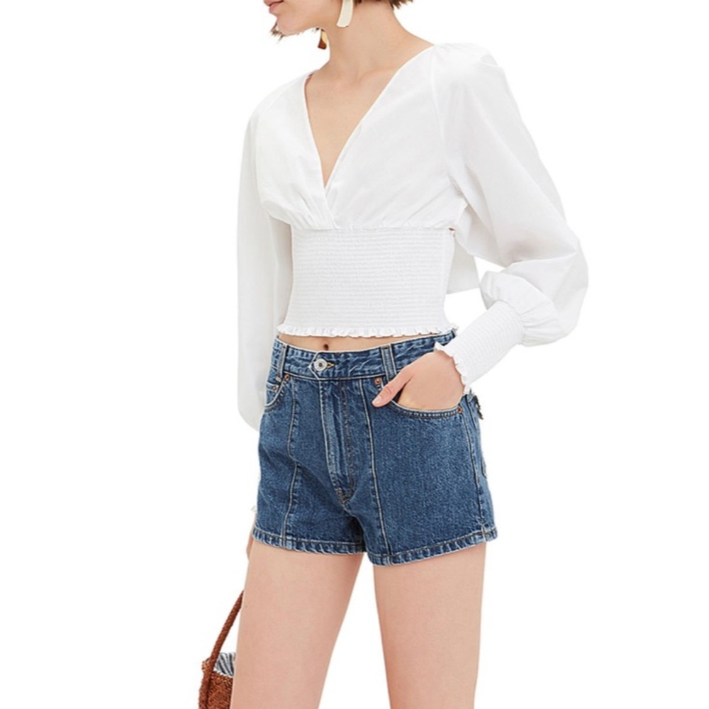 Re/Done Pintuck Jeans Shorts